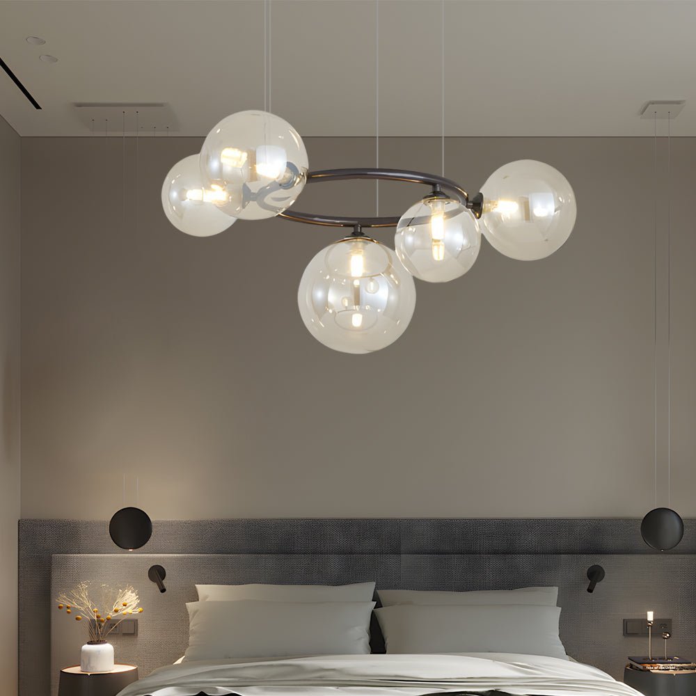 5 / 7 / 9 Light Glass Ball Circular Contemporary Chandelier with 3 Step Dimming