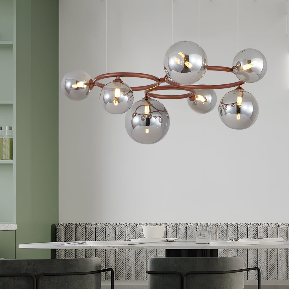 5 / 7 / 9 Light Glass Ball Circular Contemporary Chandelier with 3 Step Dimming