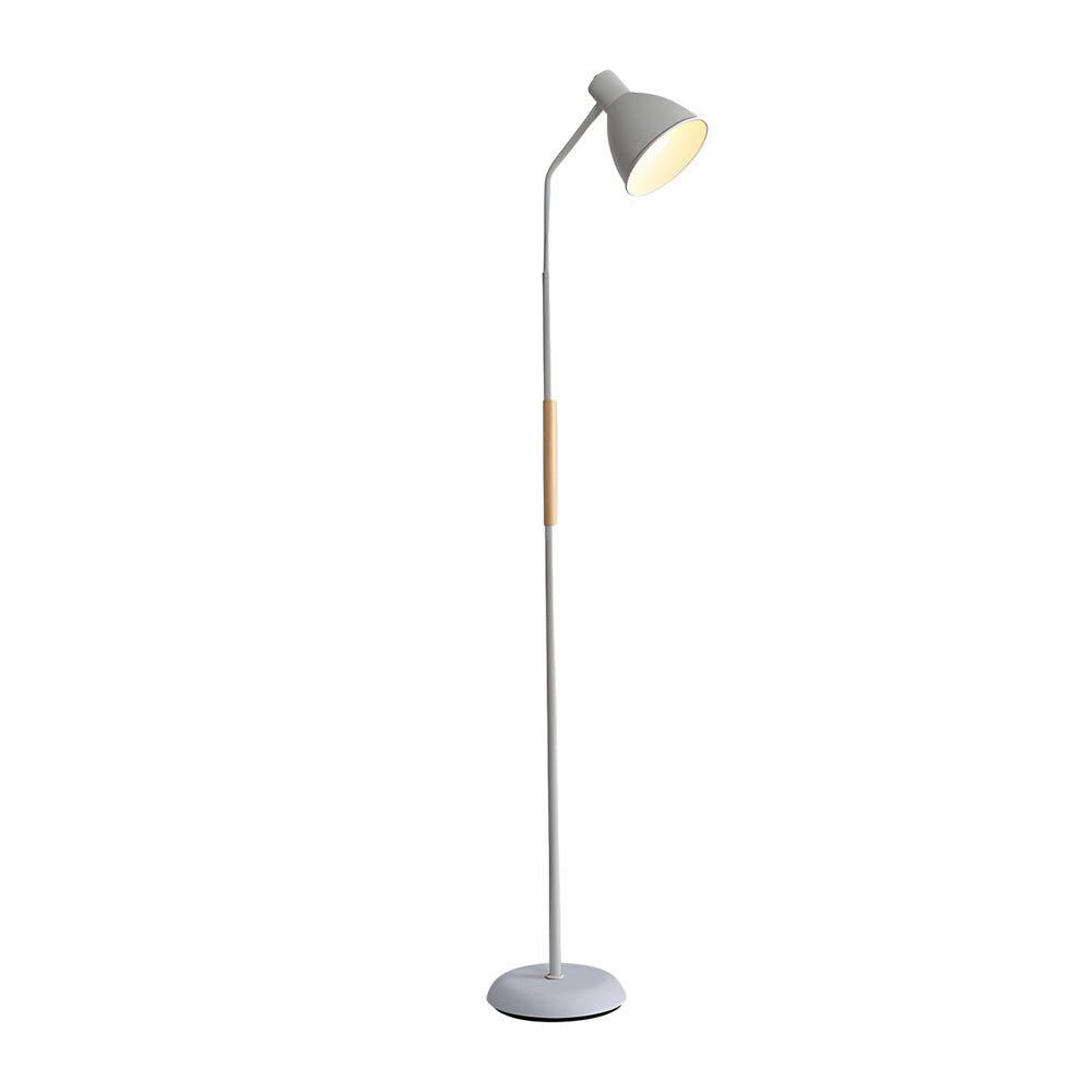 59" Wood and Metal Arc LED Task Floor Lamp