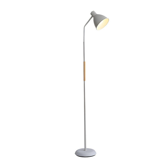 59" Wood and Metal Arc LED Task Floor Lamp