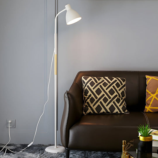 59" Wood and Metal Arc LED Task Floor Lamp