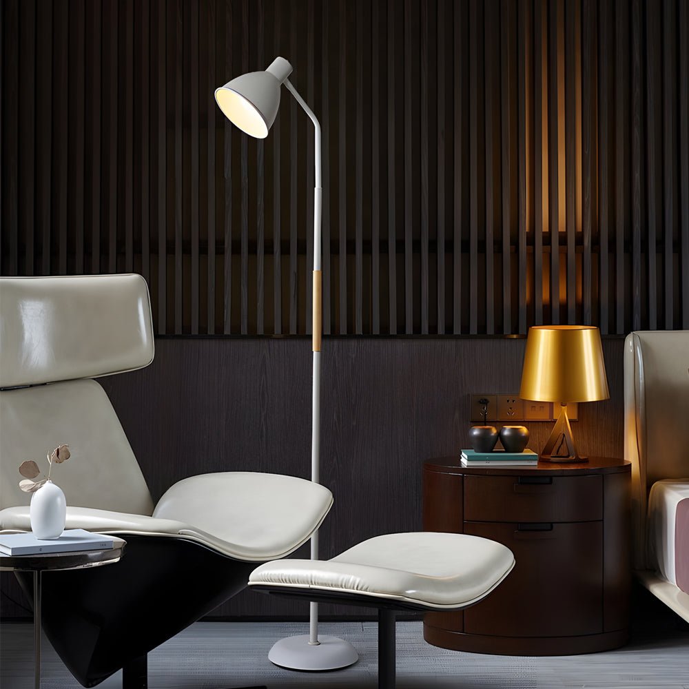 59" Wood and Metal Arc LED Task Floor Lamp