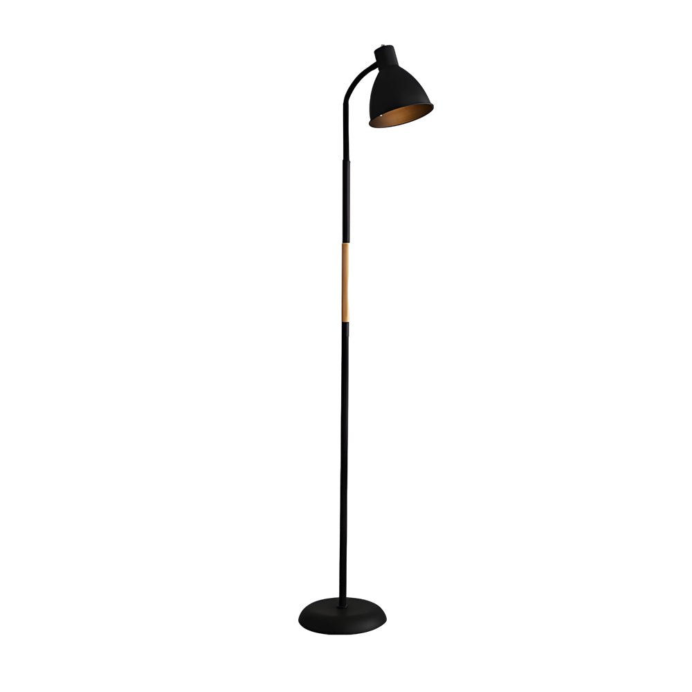 59" Wood and Metal Arc LED Task Floor Lamp