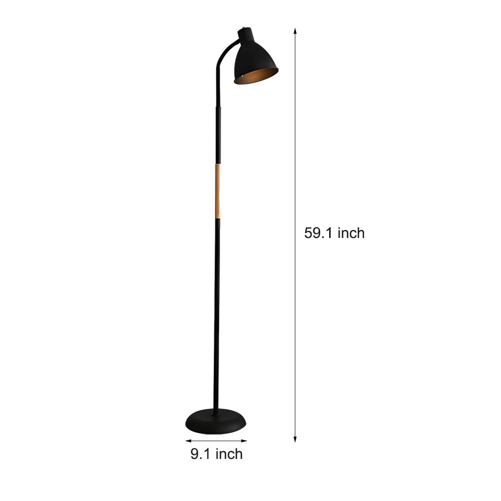 59" Wood and Metal Arc LED Task Floor Lamp