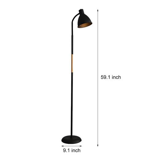 59" Wood and Metal Arc LED Task Floor Lamp