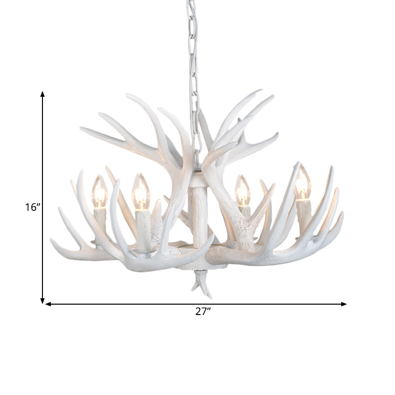 White Resin Antler Chandelier – Modern Rustic 4/6/9-Light Hanging Ceiling Lamp
