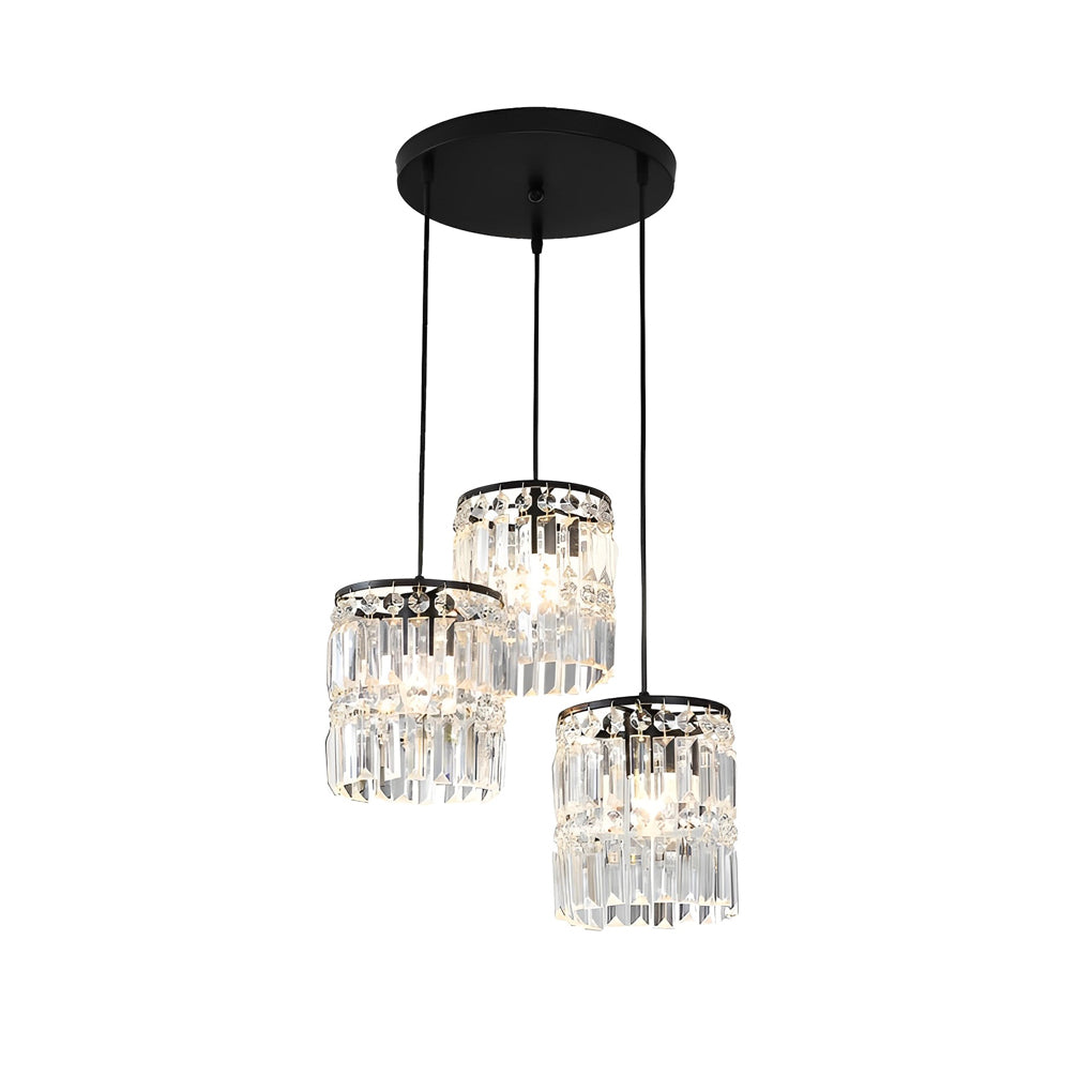 Cylindrical Crystal Shade Three Step Dimming Nordic Hanging Light