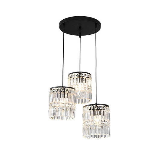 Cylindrical Crystal Shade Three Step Dimming Nordic Hanging Light