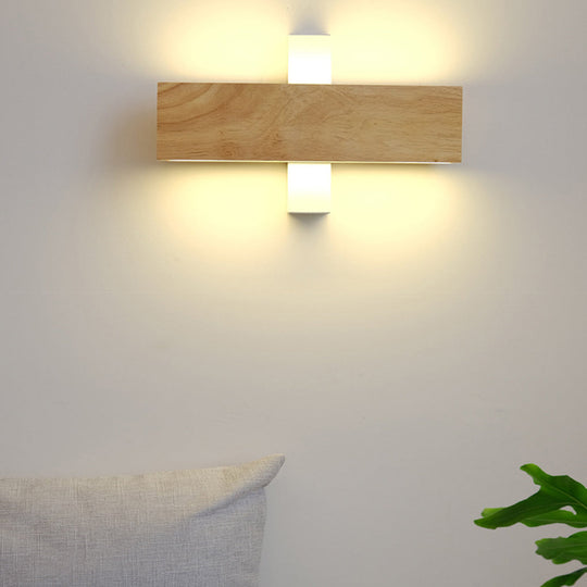 Rotatable Rectangular Wood LED Wall Lamp