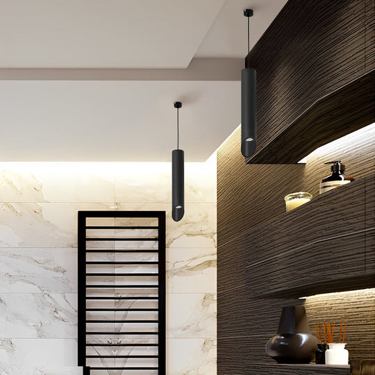Long Cylindrical Oblique LED Minimalist Nordic Chandelier Pendant Light