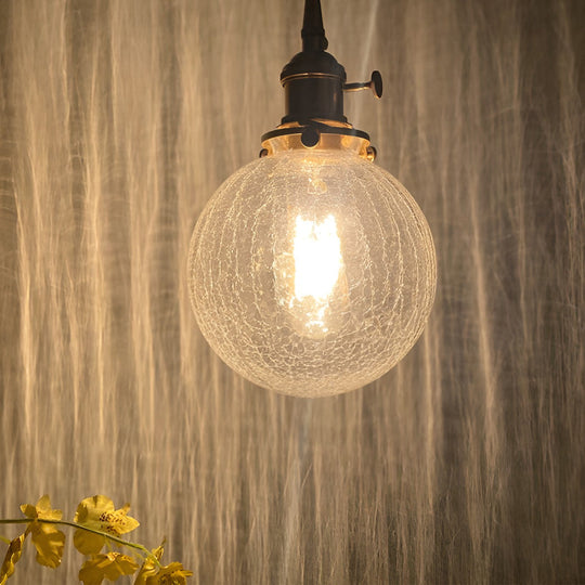Spherical Glass Cracked Pattern LED Nordic Island Light Hanging Ceiling Lamp