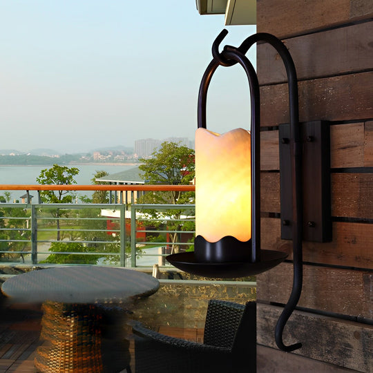 Retro Candlestick Black Iron LED Wall Lamp