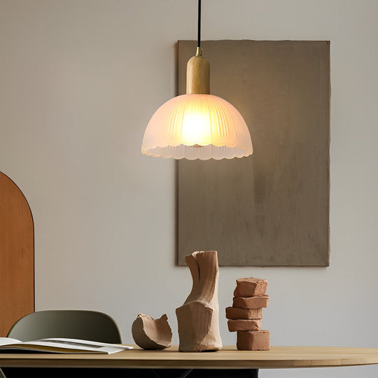 Glass Flower Wood Creative Ins LED Nordic Pendant Lights Hanging Lamp