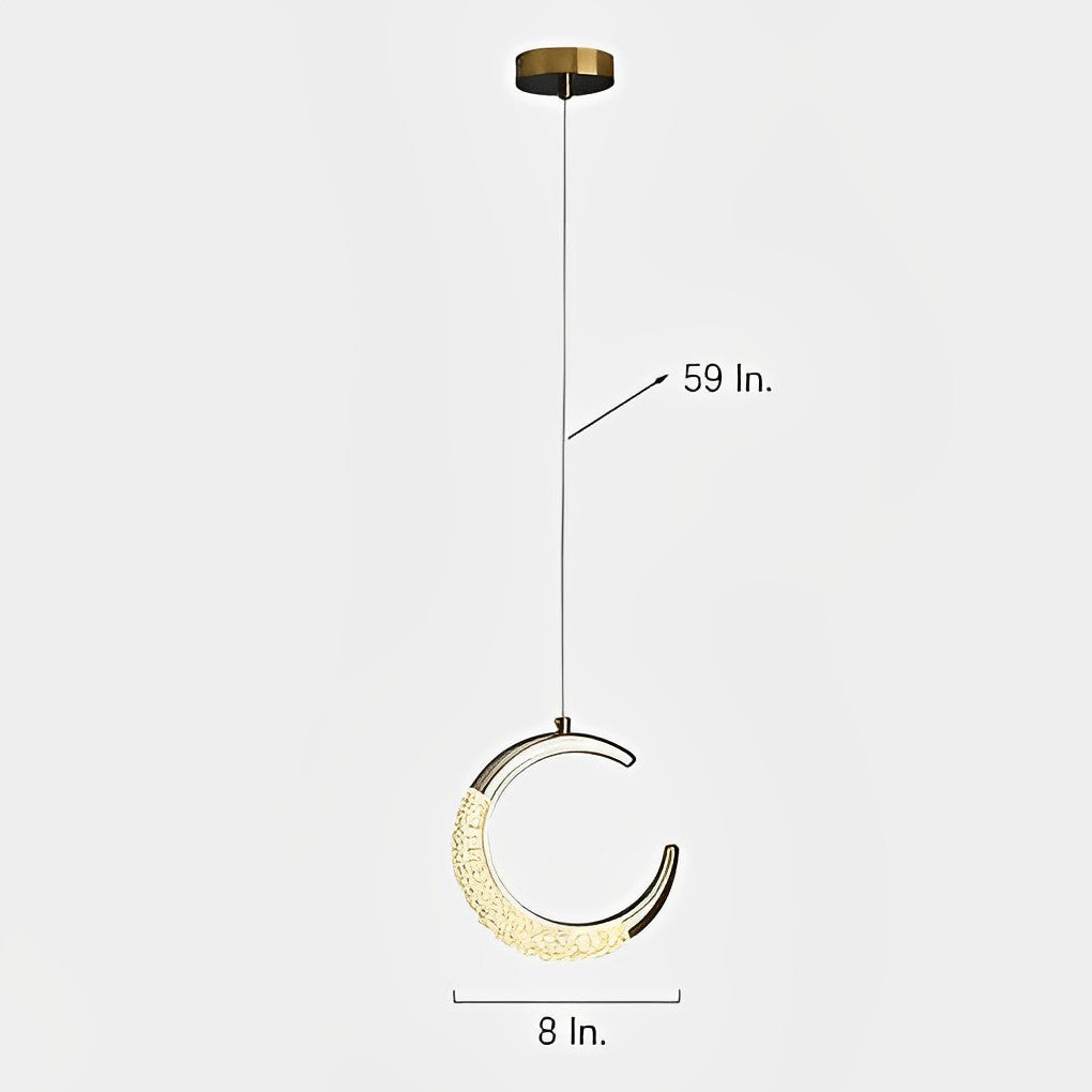 Curvy Moon Shaped LED Electroplated Modern Pendant Light