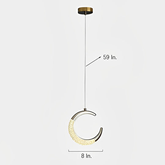 Curvy Moon Shaped LED Electroplated Modern Pendant Light