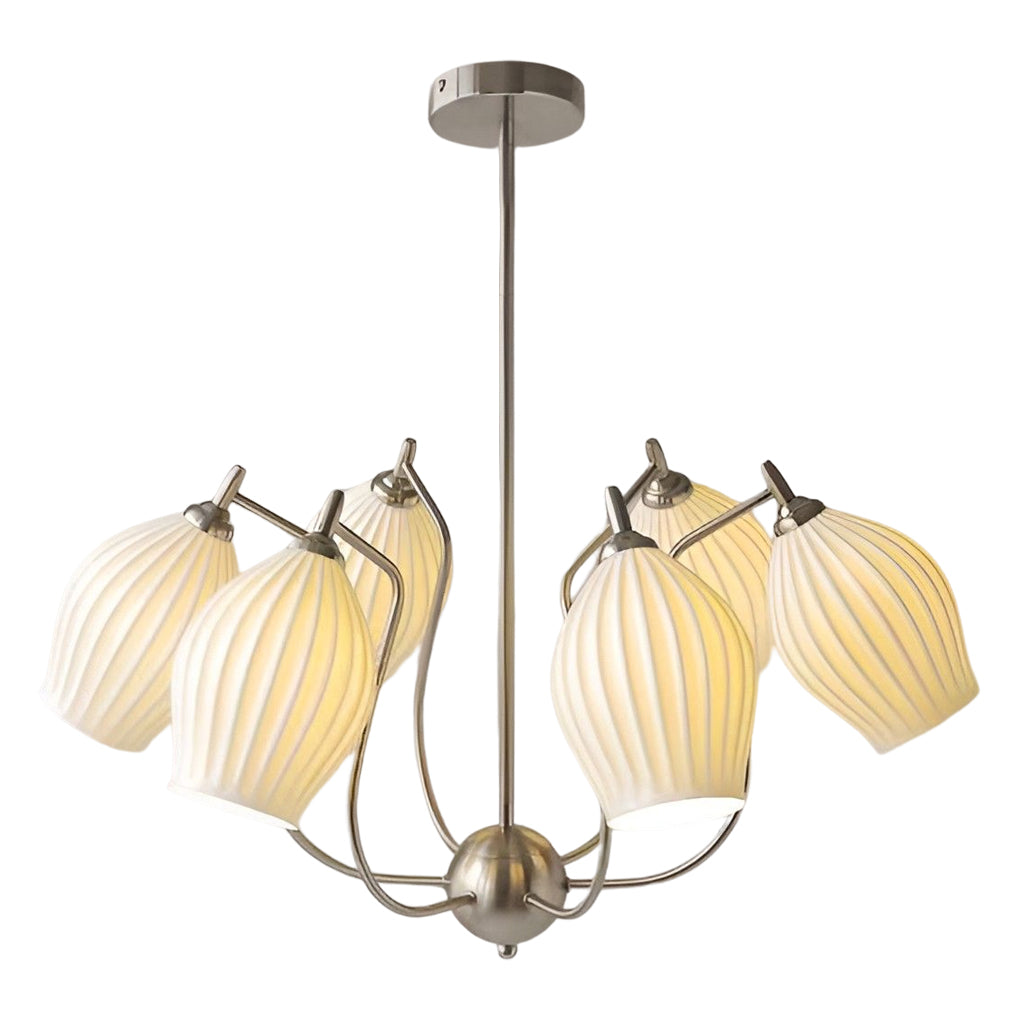 4 Lights Ceramic Flower-Shaped Warm Light Modern Ceiling Light