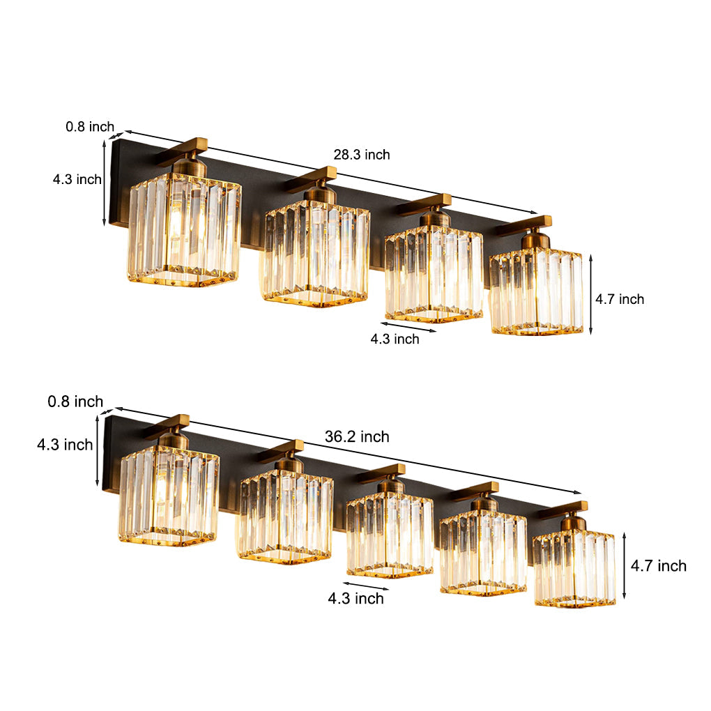 4/5 Square Crystal Luxury Electroplated Metal Wall Lamp