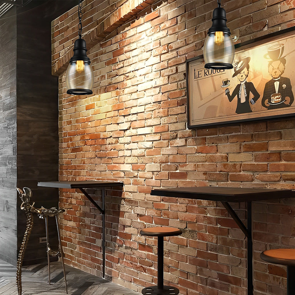 Retro Bottle Brown Glass Shade Industrial Pendant Light