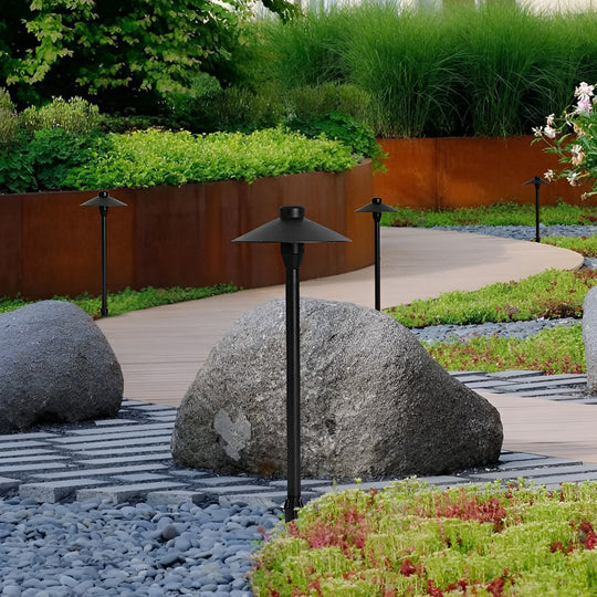 Modern Mushroom-Shaped LED Outdoor Path Light Black Finish