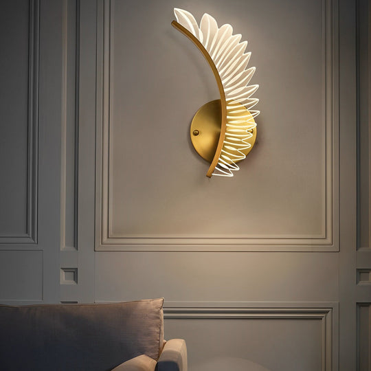 Acrylic Leaves Feathers LED Three Step Dimming Wall Lamp