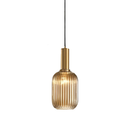 Glass Lantern Shaped Striped Creative LED Nordic Chandelier Pendant Light