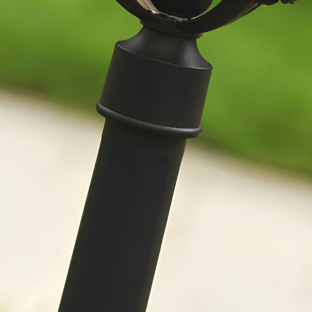 Retro Black Solar & Hardwired Outdoor Pavilion-Inspired Lawn Lamp