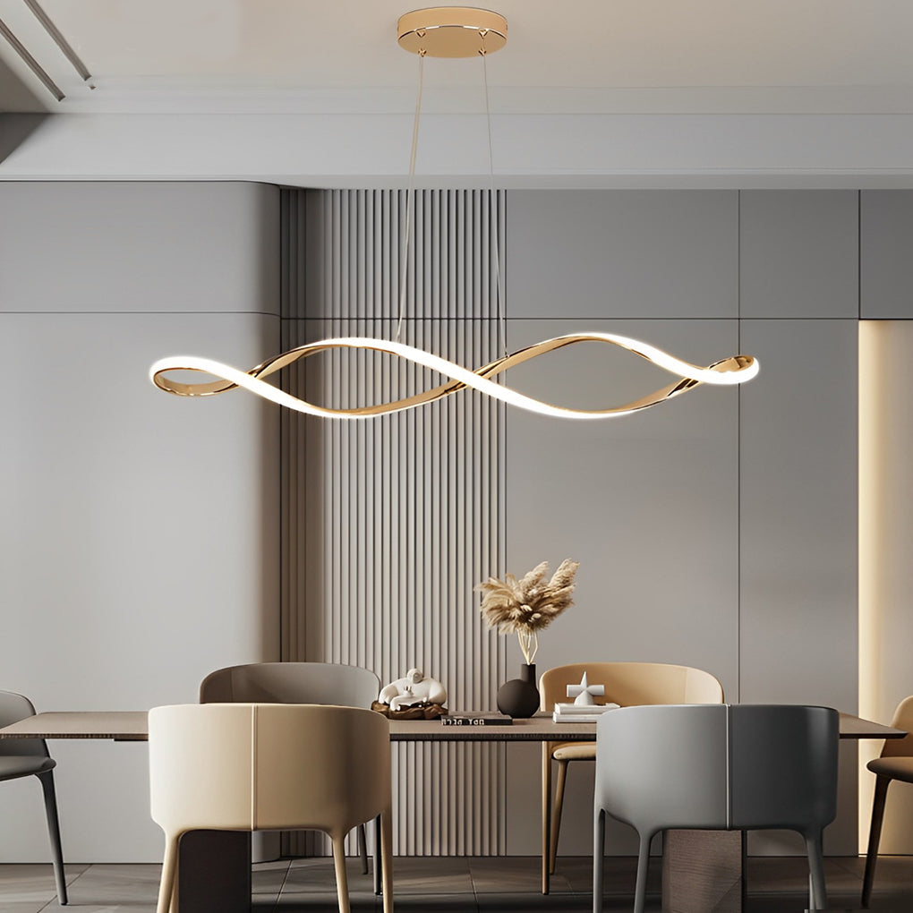 Creative Waves Stepless Dimming LED Electroplated Modern Pendant Light