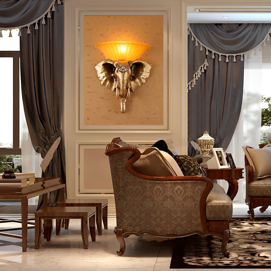Cartoon Resin Elephant Shape European-Style Wall Lamp