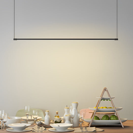 Minimalist Long LED Linear Light Stepless Dimming Black Nordic Ceiling Light