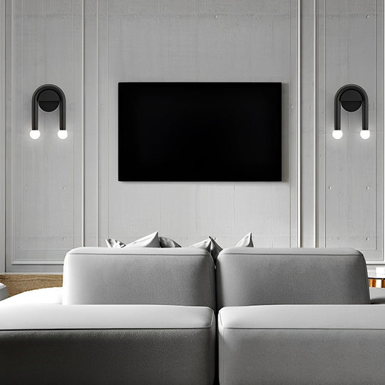 Two Light Nordic Black LED Wall Lamp