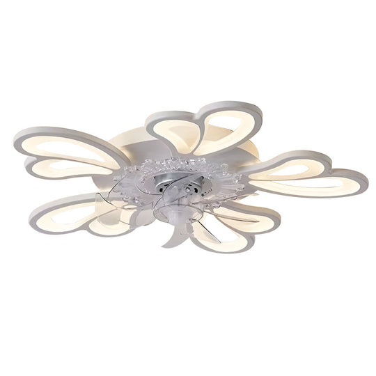Creative Flower Shaped Three-Step Dimming LED Nordic Ceiling Fan Light