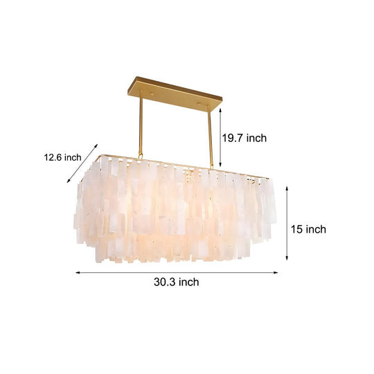 Traditional Classic Metal Capiz Shell Chandelier with 3 LED Bulbs
