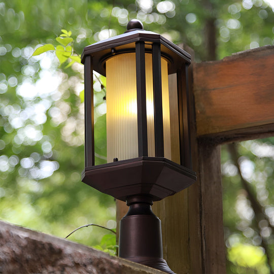 Retro Rose Gold Outdoor Pillar Lamp – Aluminum Waterproof Post Light