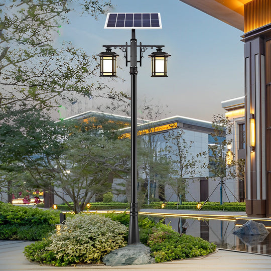 Vintage Waterproof 3-Step Dimming LED Solar Outdoor Pole Light