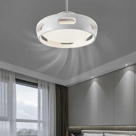 Smart White Bladeless Ceiling Fan with Stepless Dimming LED and Remote Control