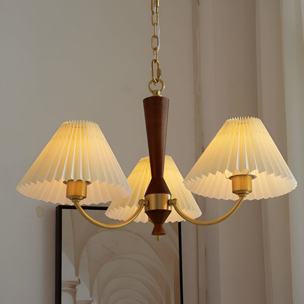 3 Lights Pleated Lampshade 12W LED Nordic Chandelier