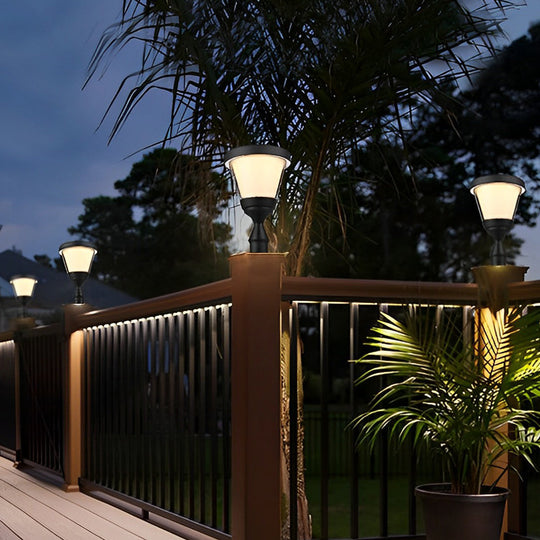 Black Modern Solar LED Fence Post Cap Light