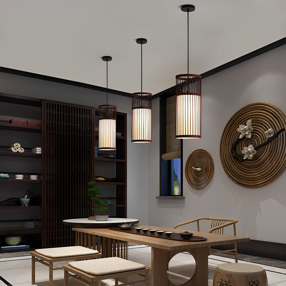 Creative Minimalist Bamboo Hand Woven LED Pendant Light