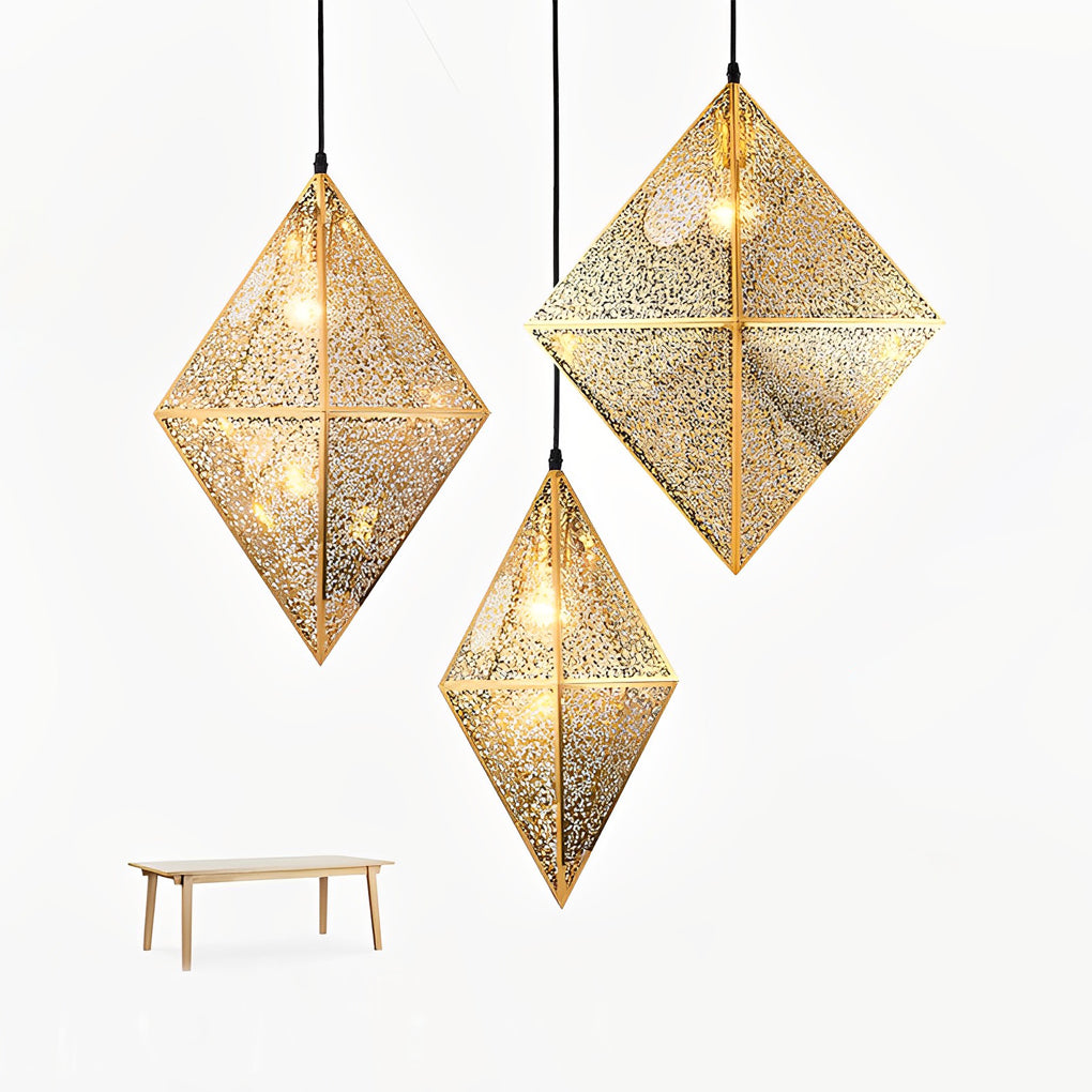 Stainless Steel Geometric Polyhedral Art Hollow Postmodern Chandelier