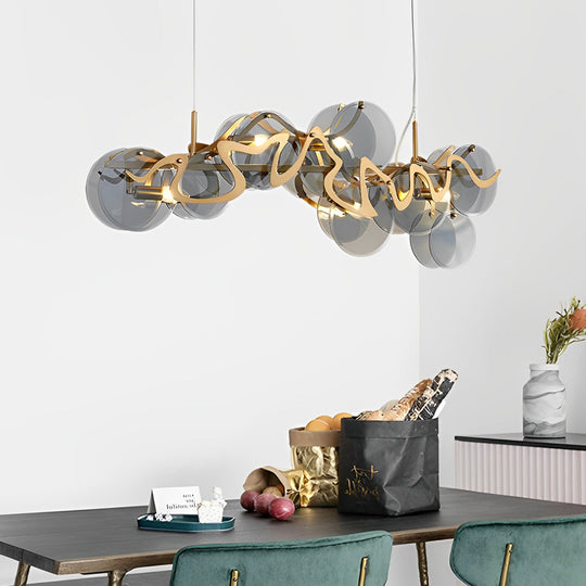 Round Glass Creative Art Iron LED Nordic Chandelier Pendant Light