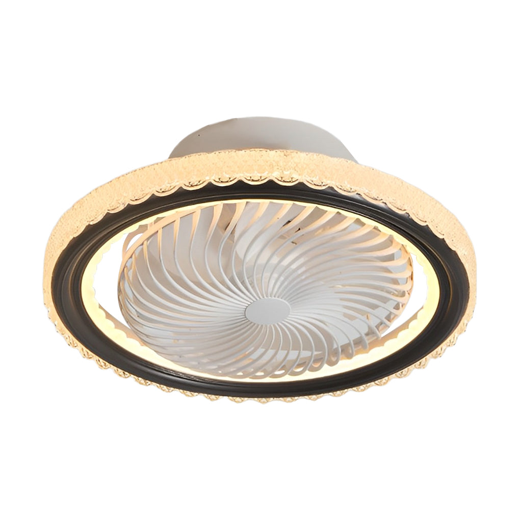 Round Bladeless Ceiling Fan with 3-Step Dimmable LED and Silent Airflow