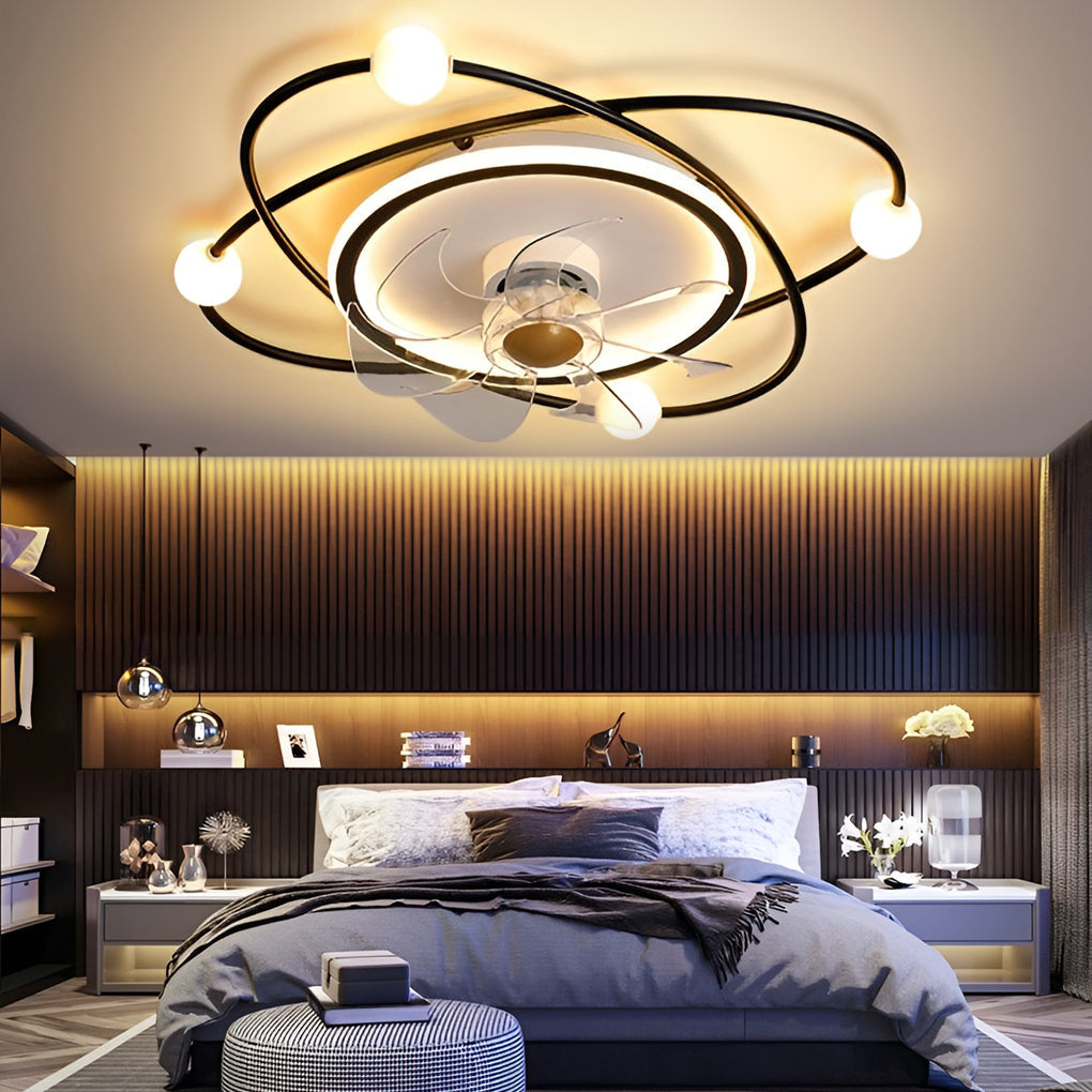 Creative Intelligent Stepless Dimming LED Nordic Ceiling Fan Light
