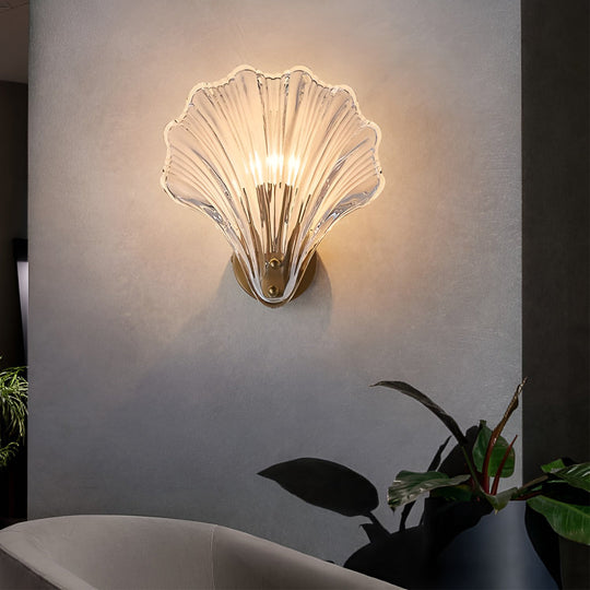 Creative Fan Shaped Glass LED Wall Sconce – 3 Step Dimming