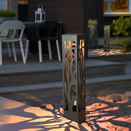Solar Powered Modern Outdoor Lawn Lights with Hollow Branch Pattern