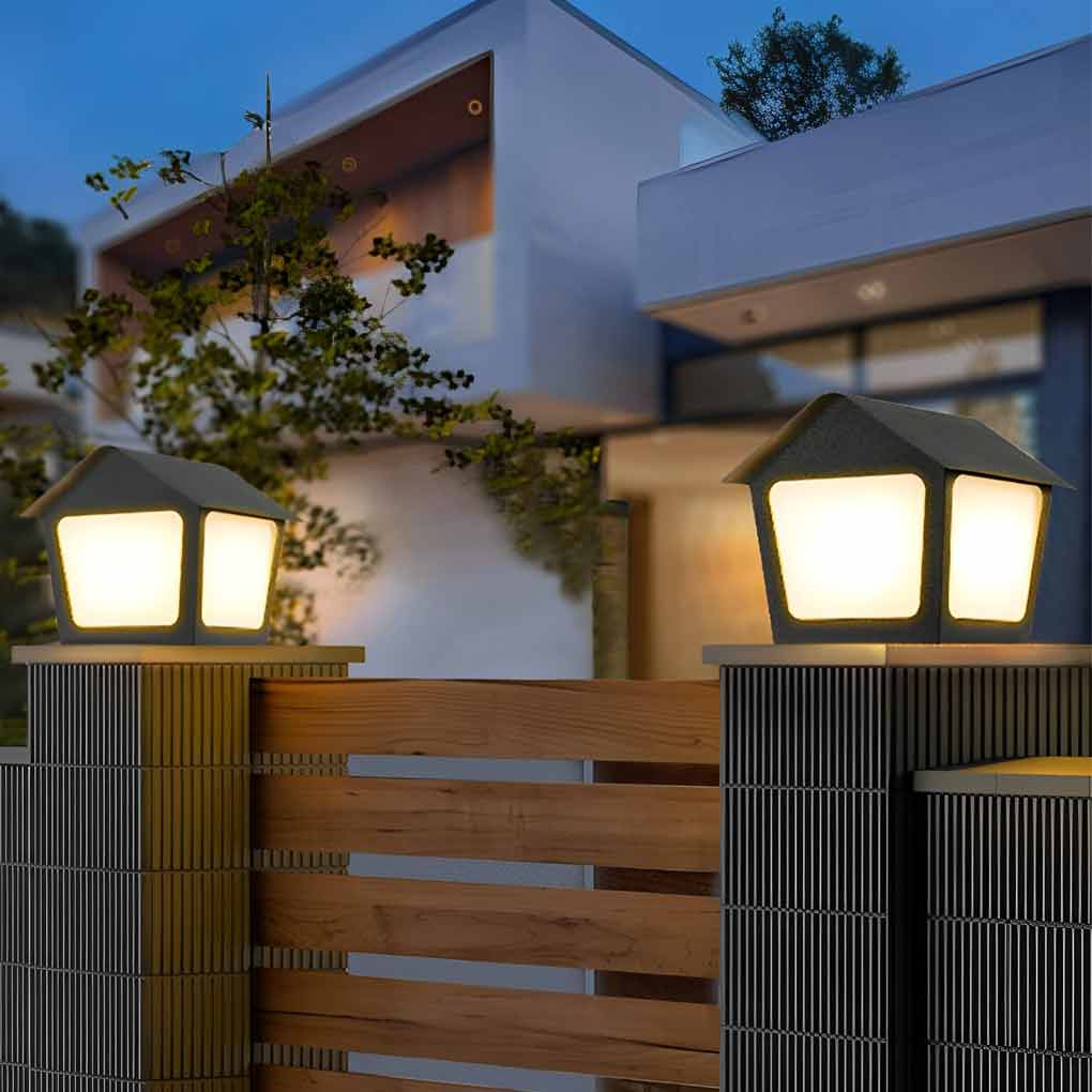 Cottage Shaped LED Waterproof Solar Fence Post Light