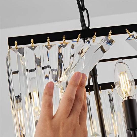 4 Lights Crystal Strips LED Three Step Dimming Modern Chandelier