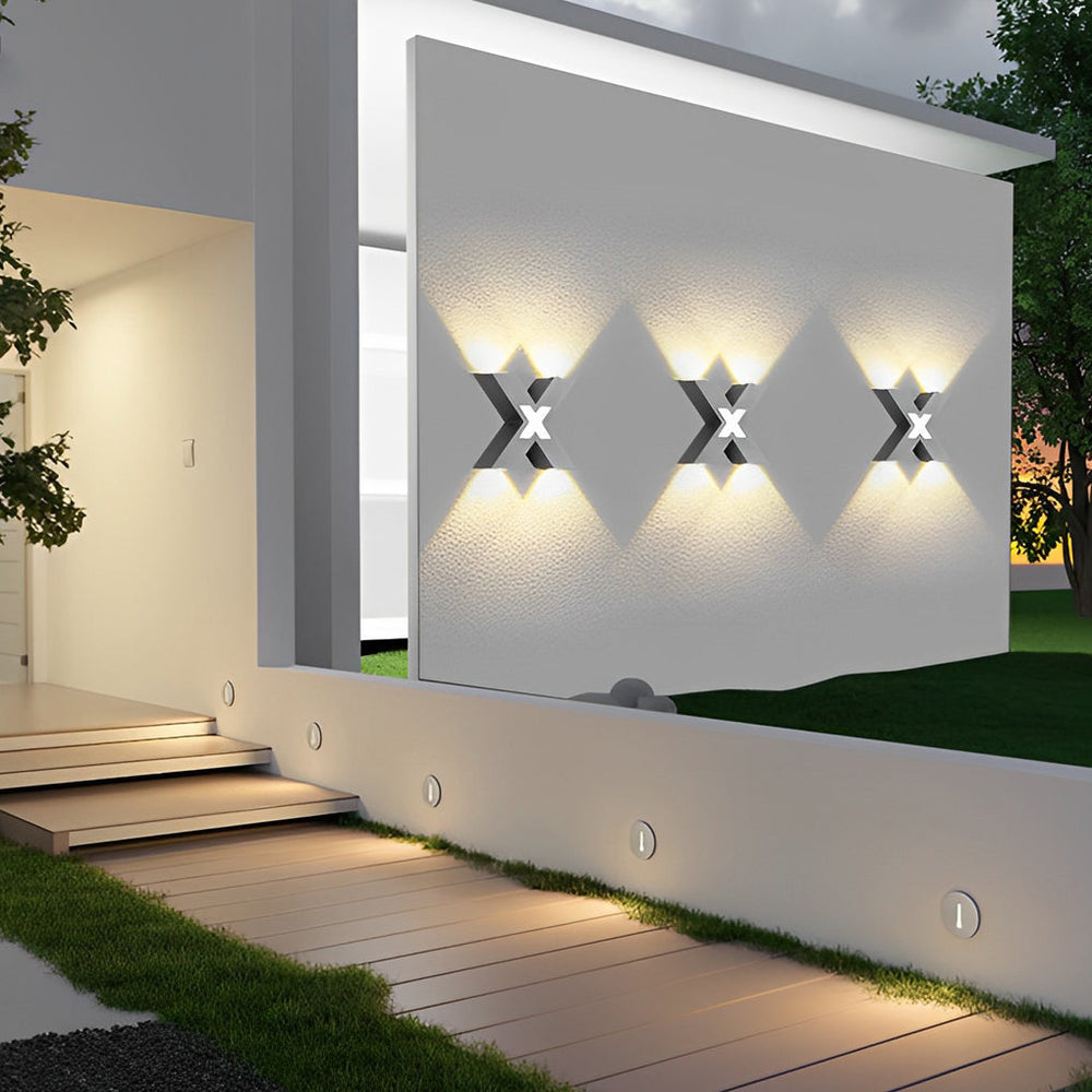 X-Shaped Black Modern LED Outdoor Wall Lamp