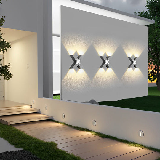 X-Shaped Black Modern LED Outdoor Wall Lamp