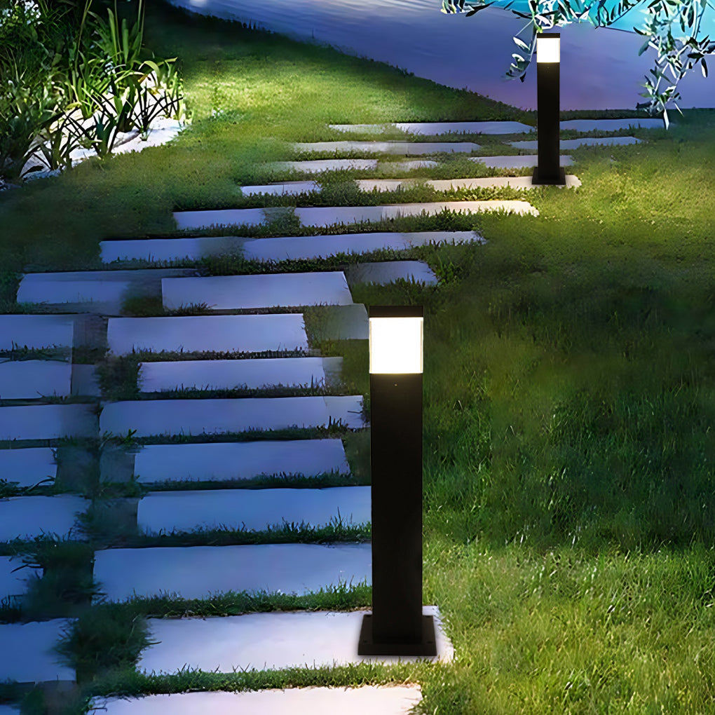 Minimalist Square LED Outdoor Light Modern Bollard Lights for Elegant Home Exterior