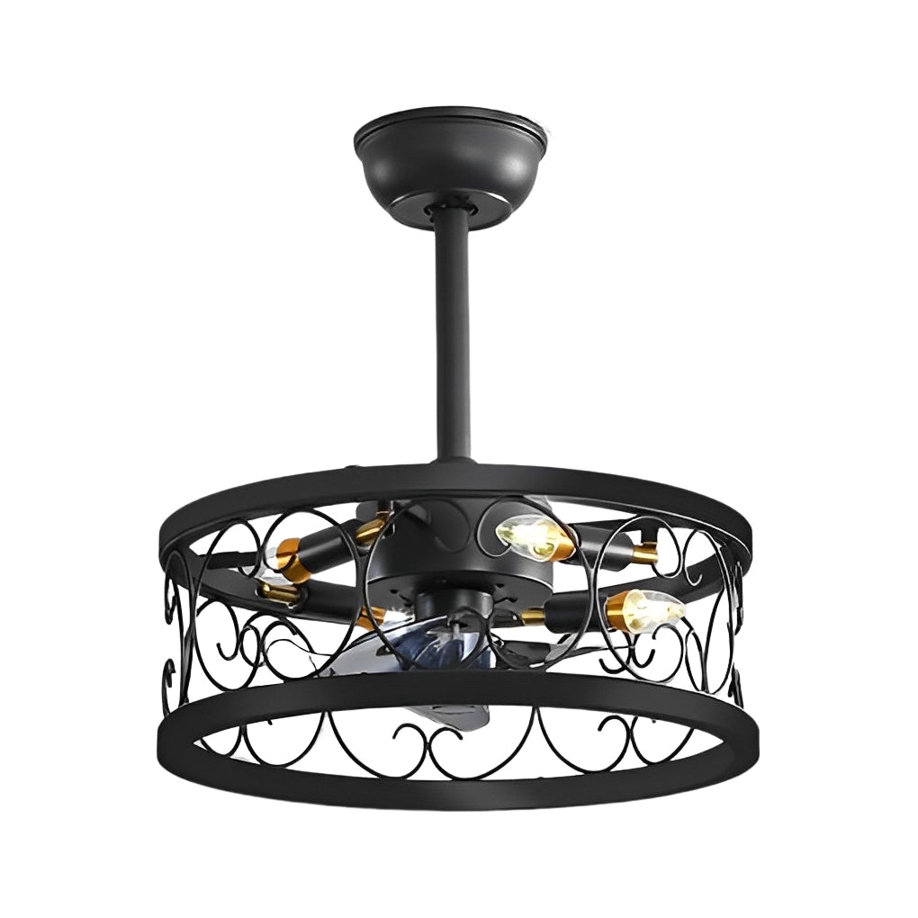 Retro Rustic Bladeless Ceiling Fan Light with Remote